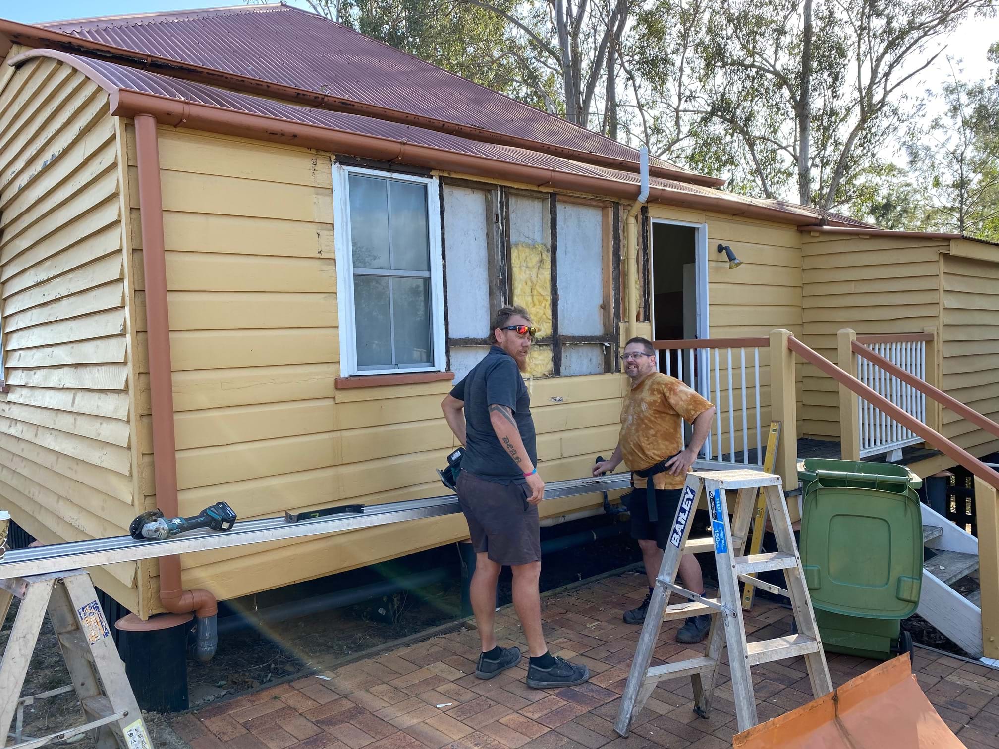 Repairing Jim Donald House wall